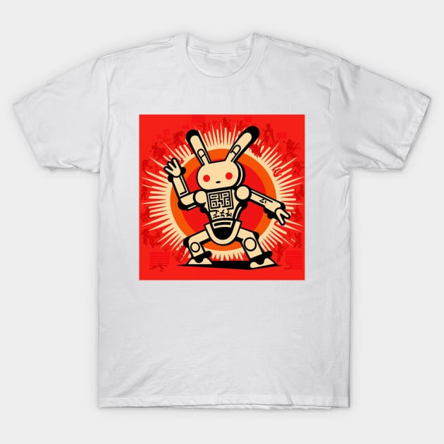 Funny Keiths Harings,Rabbit Robot Dancing T-Shirt by Art ucef